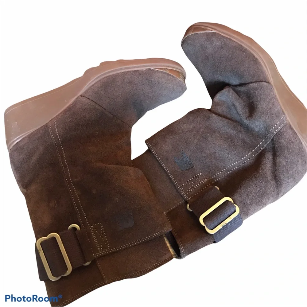 Sorel Mid Suede Wedge Boots 6.5 Brown Waterproof